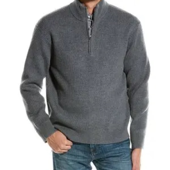 NWT Theory Gray Lamar Merino Wool Sweater Large Preppy Quiet Luxury Casual